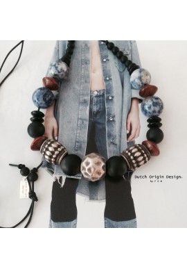 SOLD:Necklace Silver Barrel & Blue